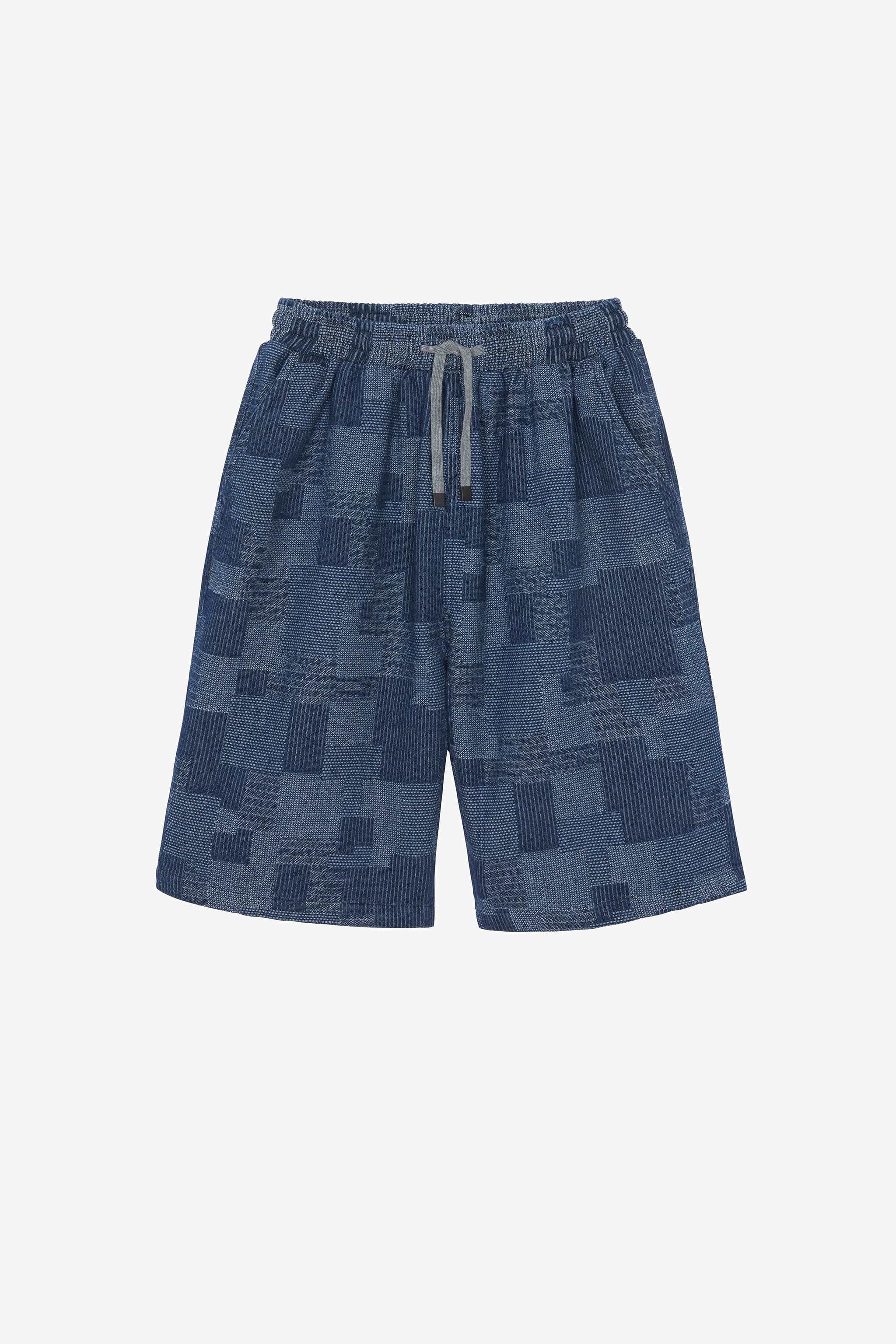 Short Mosaic Indigo